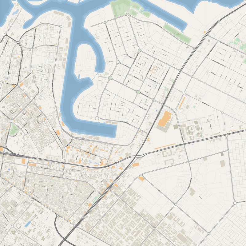 Ajman Map PDF — Printable Street Map Poster with House Numbers