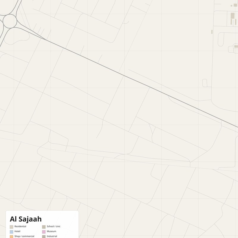 Al Sajaah Map PDF — Printable Street Map Poster with House Numbers
