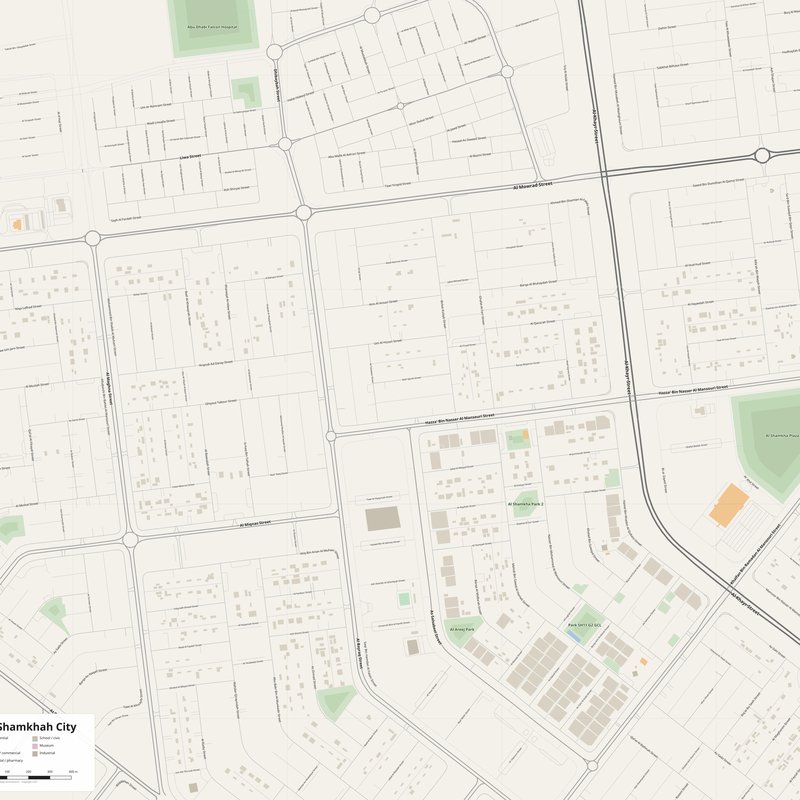 Al Shamkhah City Map PDF — Printable Street Map Poster with House Numbers