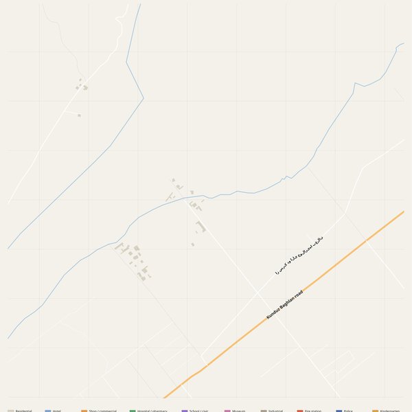 Baghlān map with house numbers, hospitals, police and fire stations — printable PDF, Afghanistan