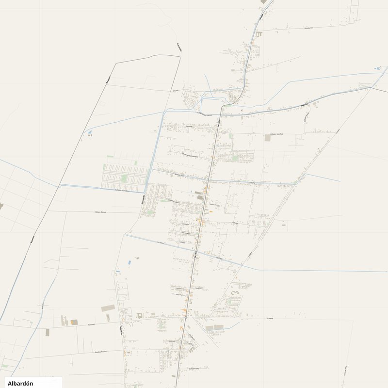 Albardón Map PDF — Printable Street Map Poster with House Numbers