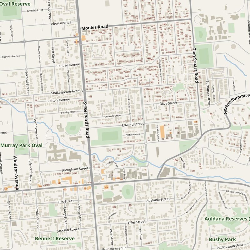Adelaide Hills street map with house numbers — printable address map PDF, Australia