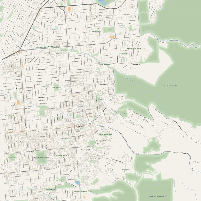 Adelaide Hills Map PDF — Printable Street Map Poster with House Numbers