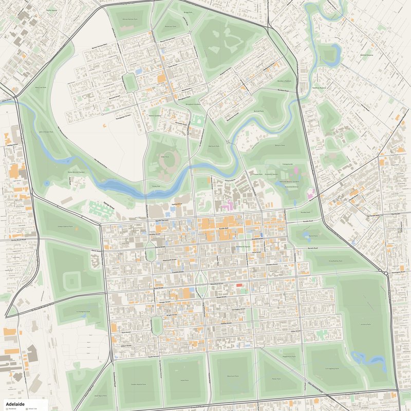 Adelaide Map PDF — Printable Street Map Poster with House Numbers