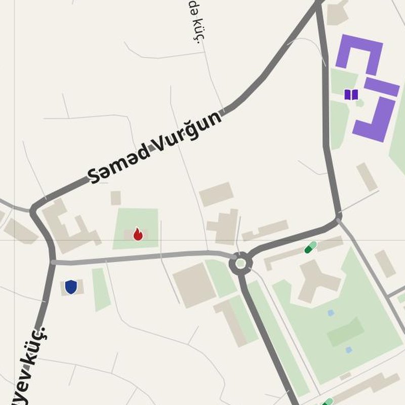 Agdzhabedy map with house numbers, hospitals, police and fire stations — printable PDF, Azerbaijan