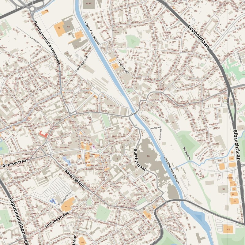 Stratenkaart Aalst met huisnummers — printbare adreskaart PDF, België