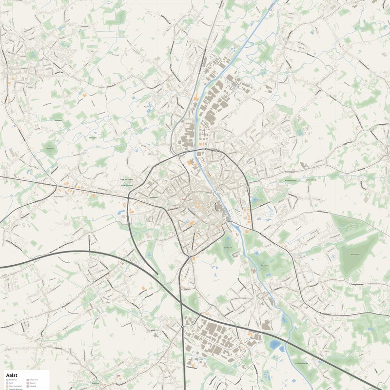 Plattegrond Aalst PDF — printbare stratenkaart met huisnummers