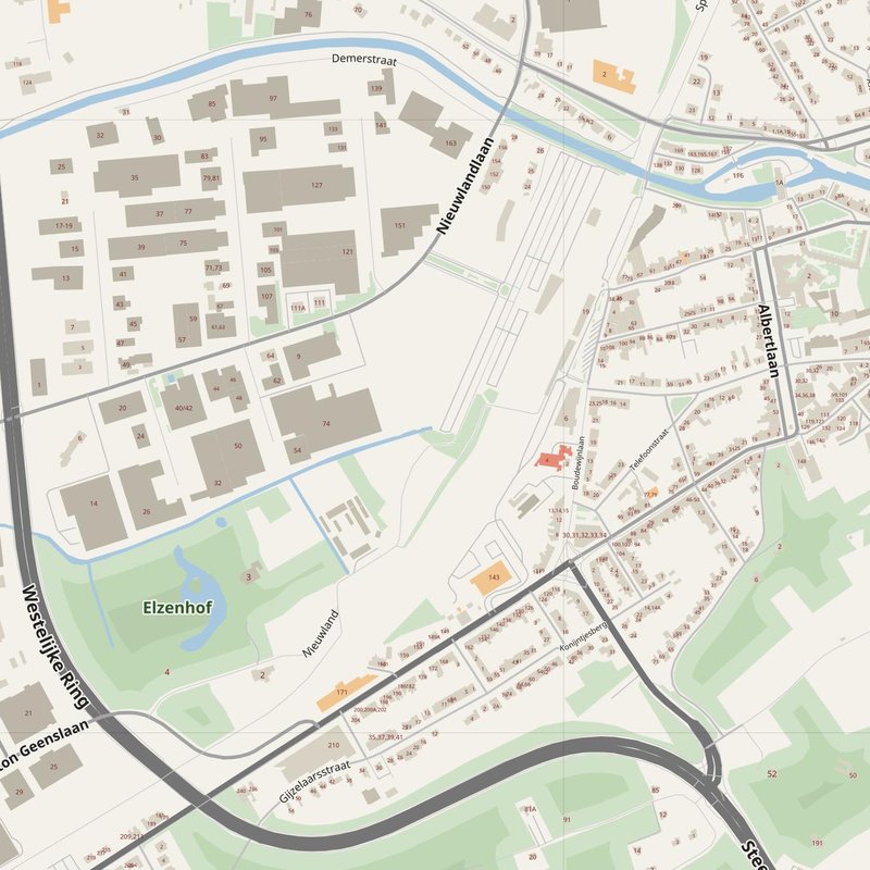 Aarschot street map with house numbers — printable address map PDF, Belgium