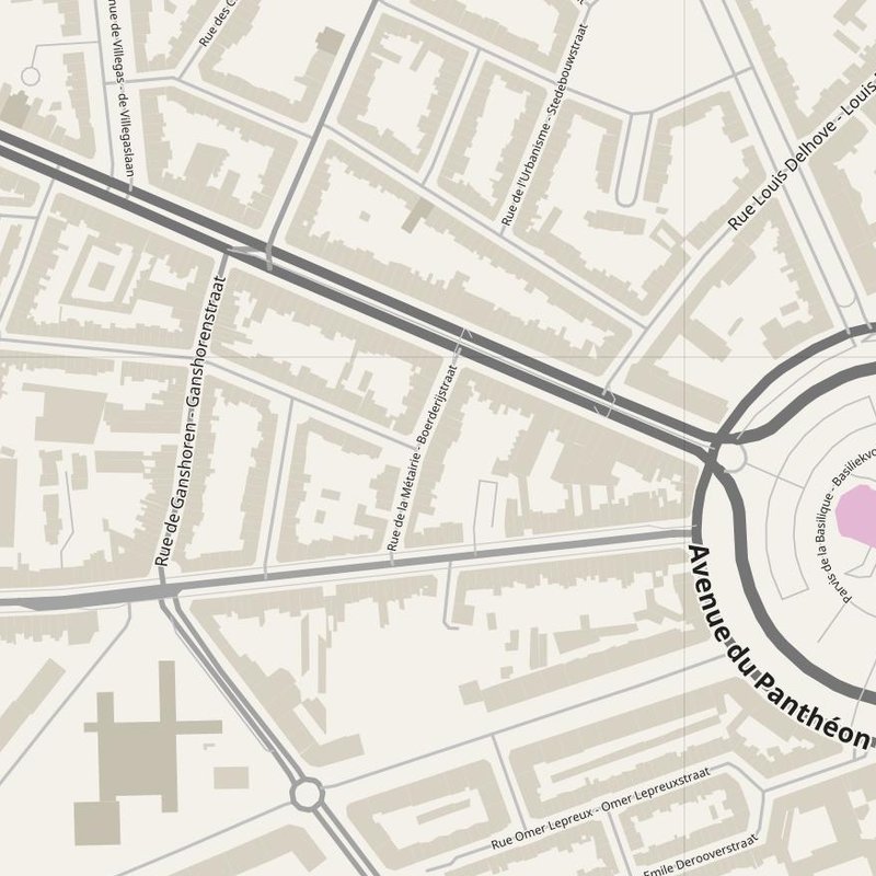 Berchem street map with house numbers — printable address map PDF, Belgium