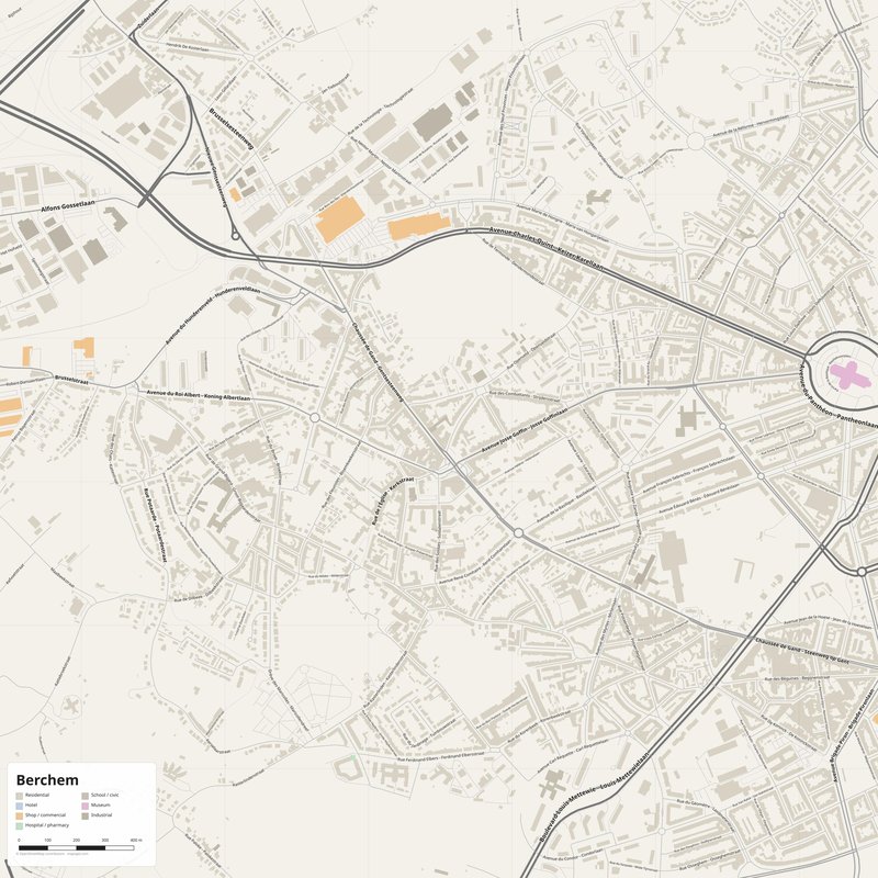 Berchem Map PDF — Printable Street Map Poster with House Numbers