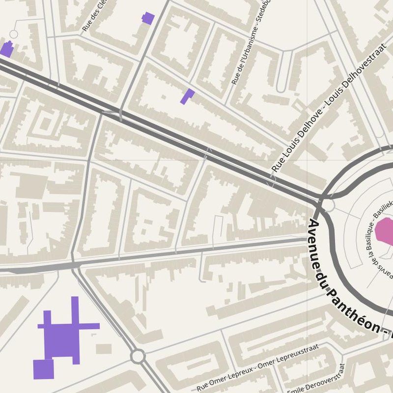 Berchem map with house numbers, hospitals, police and fire stations — printable PDF, Belgium