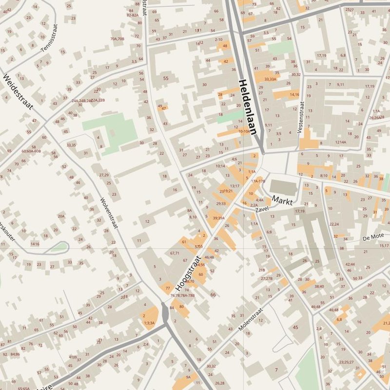 Zottegem street map with house numbers — printable address map PDF, Belgium