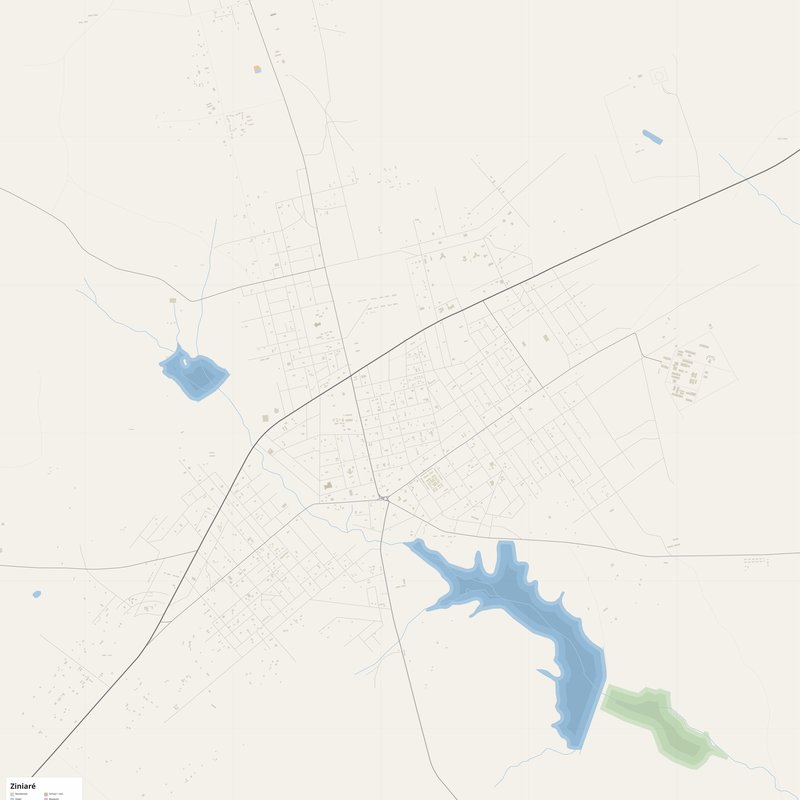 Printable street map poster of Ziniaré, Burkina Faso