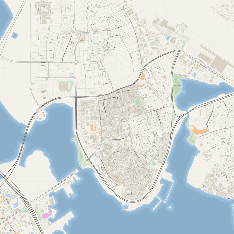 Printable street map poster of Al Muharraq, Bahrain