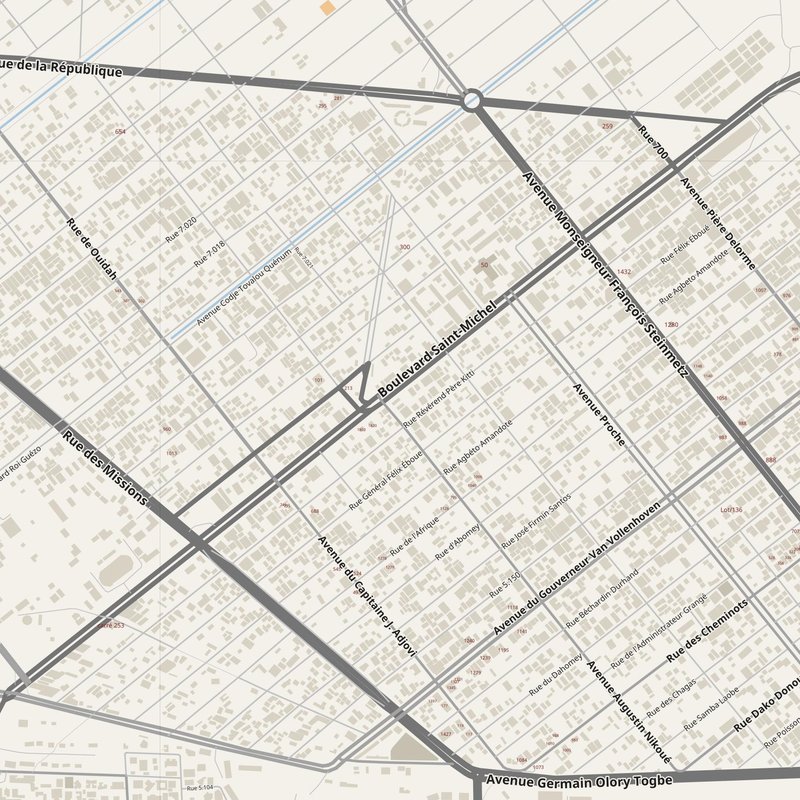 Abomey-Calavi street map with house numbers — printable address map PDF, Benin