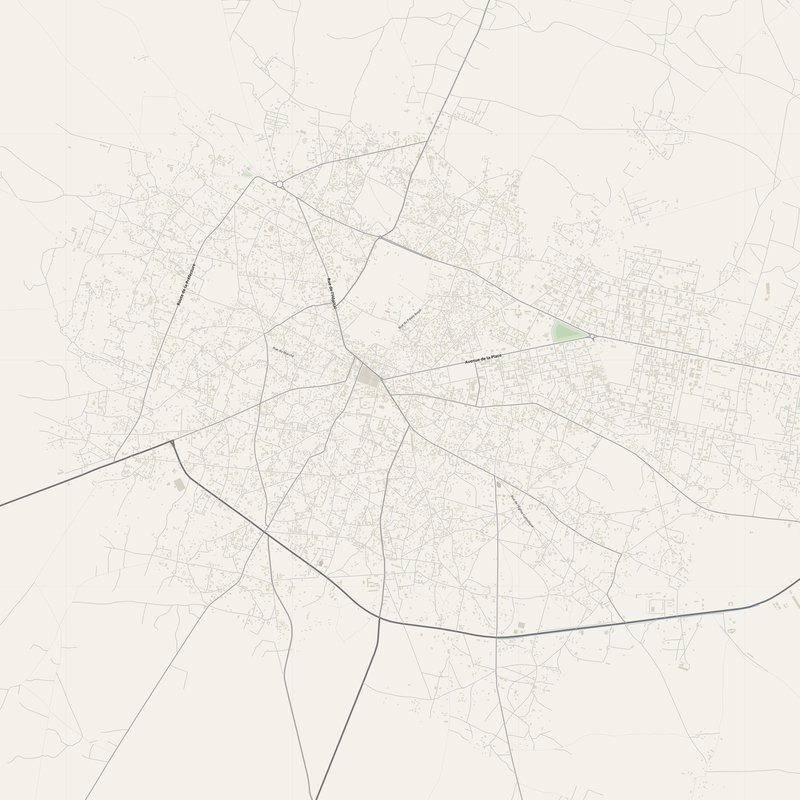 Printable street map poster of Abomey, Benin
