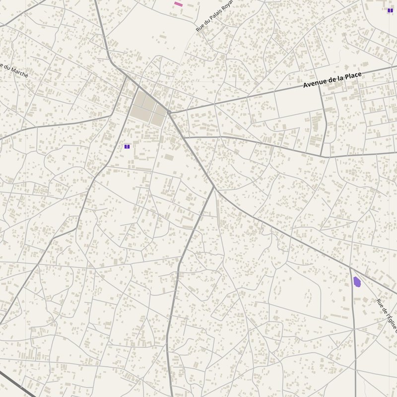 Abomey map with house numbers, hospitals, police and fire stations — printable PDF, Benin
