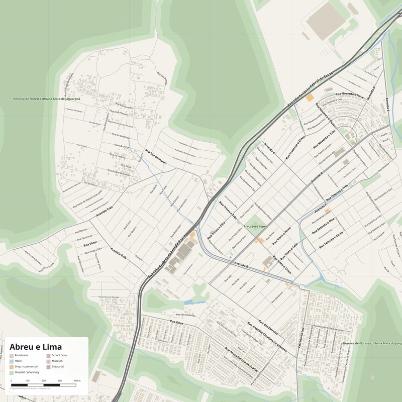 Abreu e Lima Map PDF — Printable Street Map Poster with House Numbers
