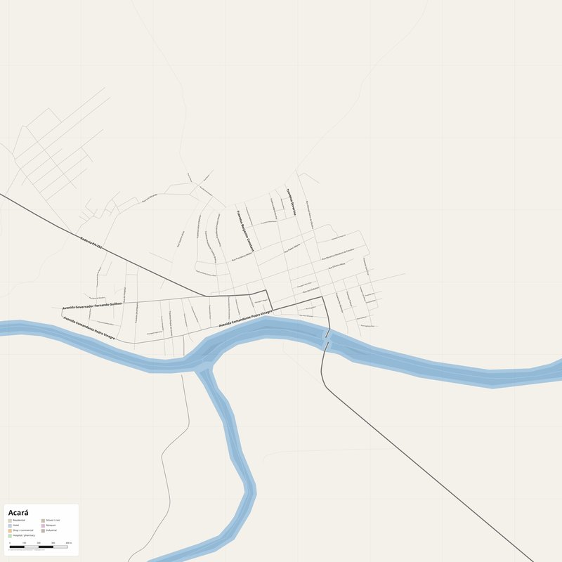 Acará Map PDF — Printable Street Map Poster with House Numbers