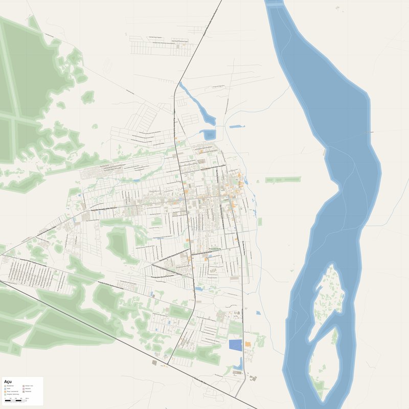 Açu Map PDF — Printable Street Map Poster with House Numbers