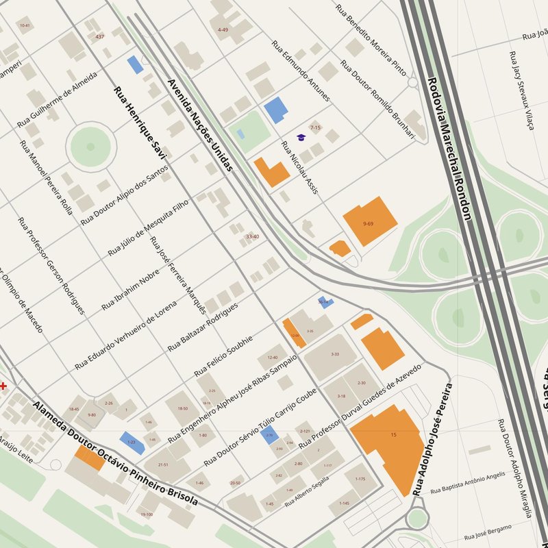 Mapa de Agudos com números de porta, hospitais, polícia e bombeiros — PDF imprimível, Brasil