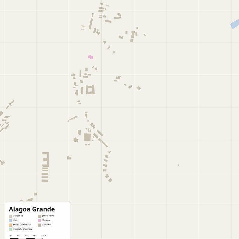 Mapa de Alagoa Grande PDF — planta de ruas imprimível com números de porta
