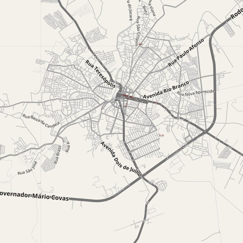 Alagoinhas map with house numbers, hospitals, police and fire stations — printable PDF, Brazil