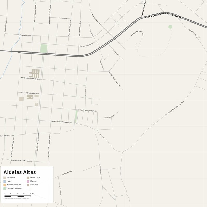 Aldeias Altas Map PDF — Printable Street Map Poster with House Numbers