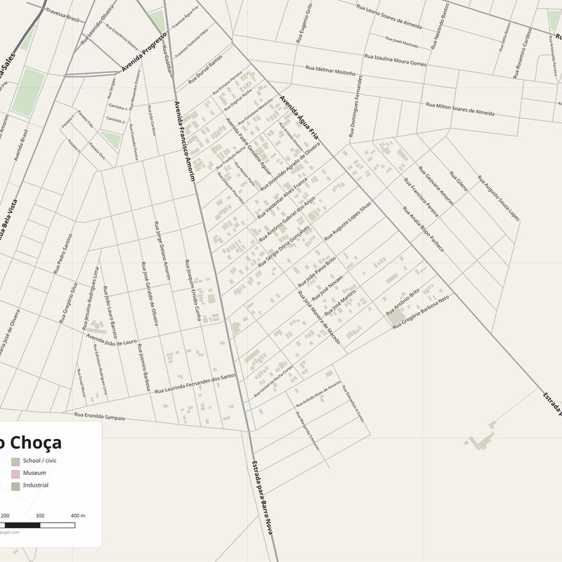 Mapa de Barra do Choça PDF — planta de ruas imprimível com números de porta