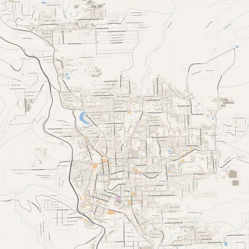 Bento Gonçalves Map PDF — Printable Street Map Poster with House Numbers