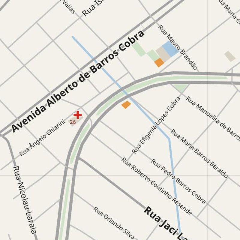 Pouso Alegre map with house numbers, hospitals, police and fire stations — printable PDF, Brazil