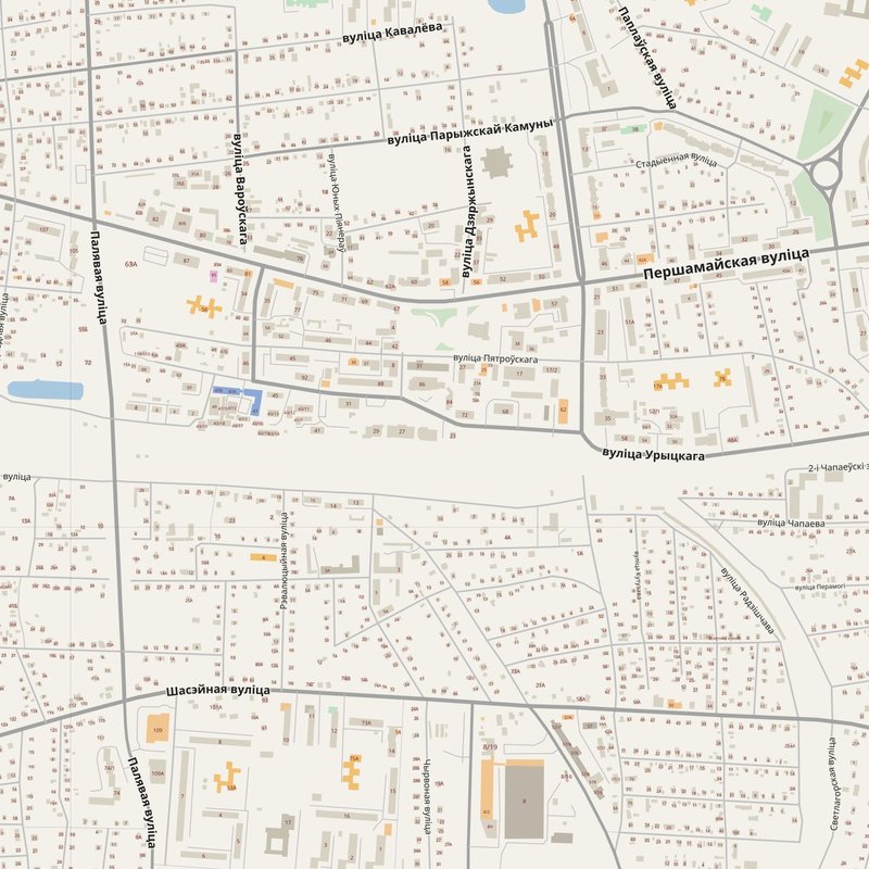 Zhlobin street map with house numbers — printable address map PDF, Belarus