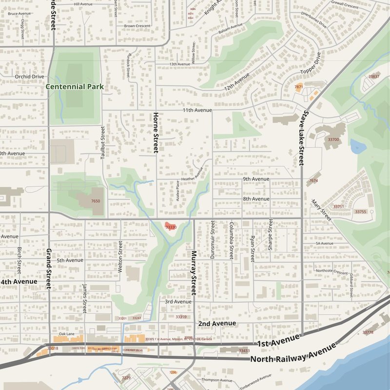 Abbotsford street map with house numbers — printable address map PDF, Canada