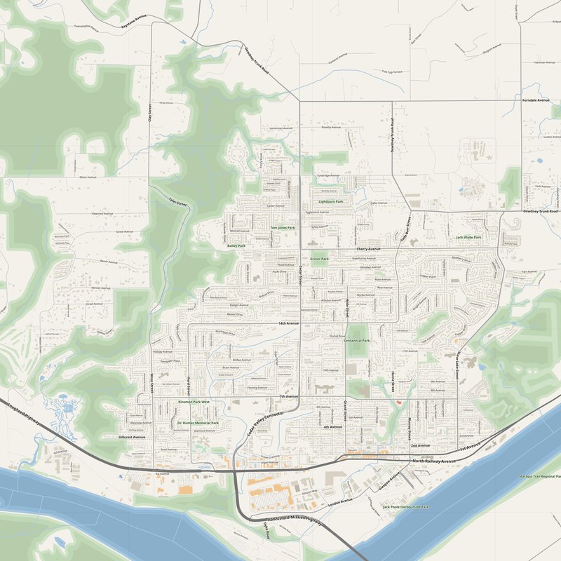Printable street map poster of Abbotsford, Canada
