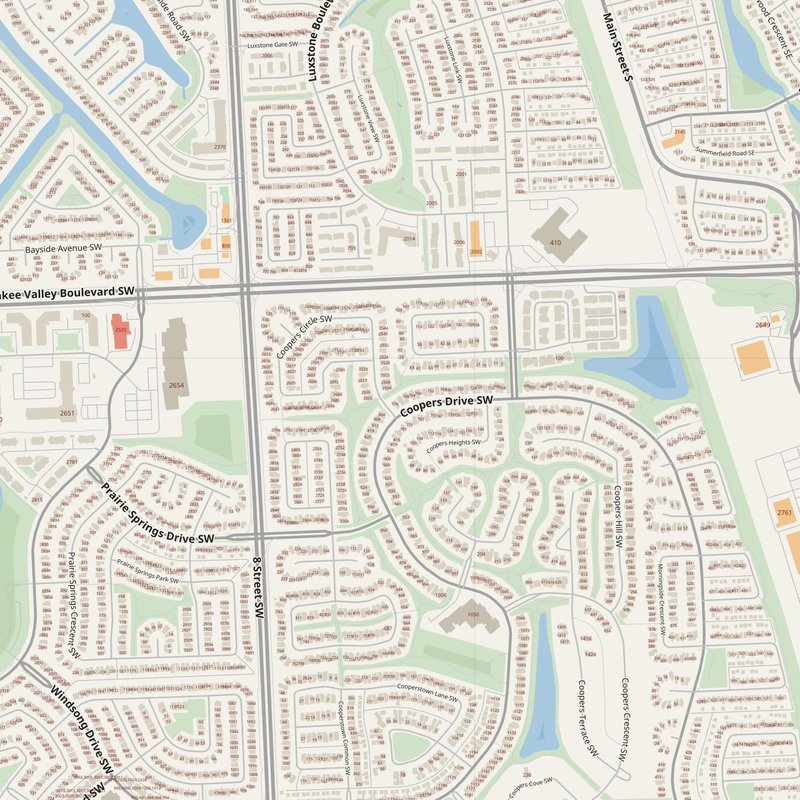 Airdrie street map with house numbers — printable address map PDF, Canada