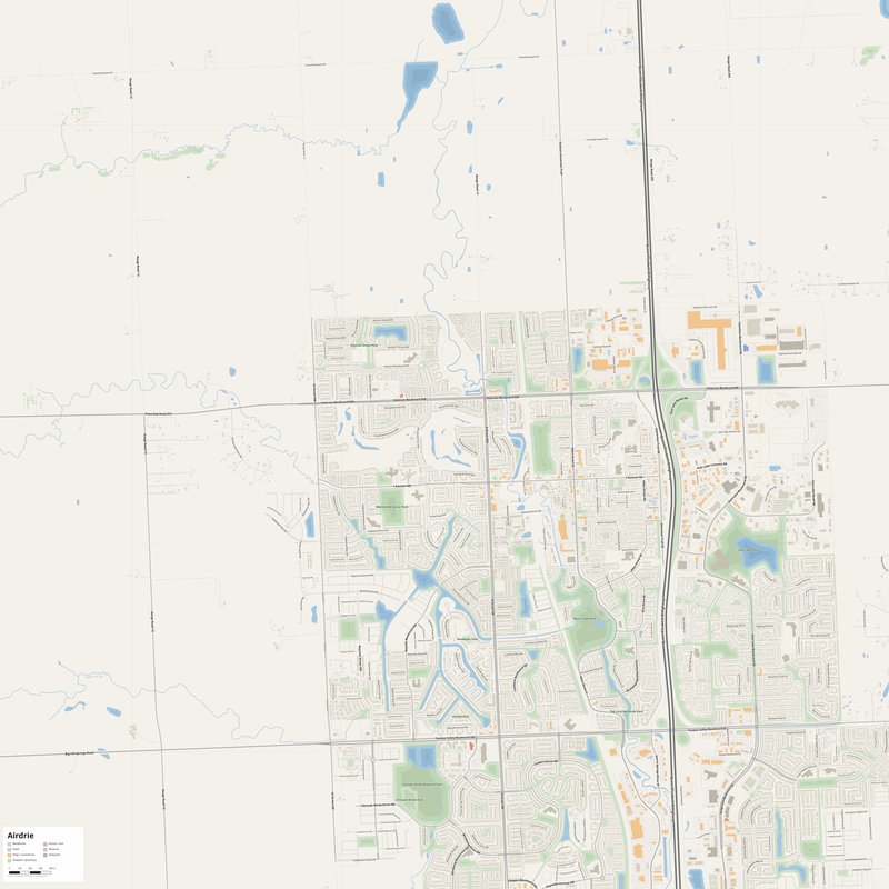 Airdrie Map PDF — Printable Street Map Poster with House Numbers