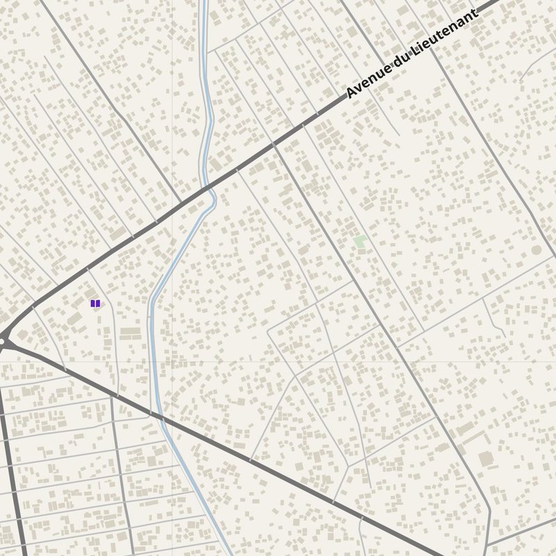 Zongo map with house numbers, hospitals, police and fire stations — printable PDF, Congo - Kinshasa