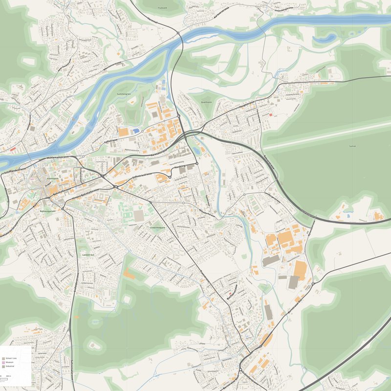 Printable street map poster of Aarau, Switzerland