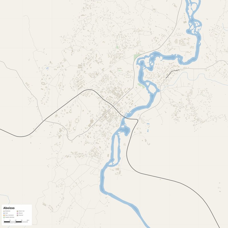 Aboisso Map PDF — Printable Street Map Poster with House Numbers