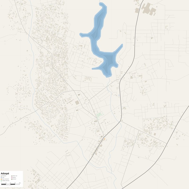 Adzopé Map PDF — Printable Street Map Poster with House Numbers