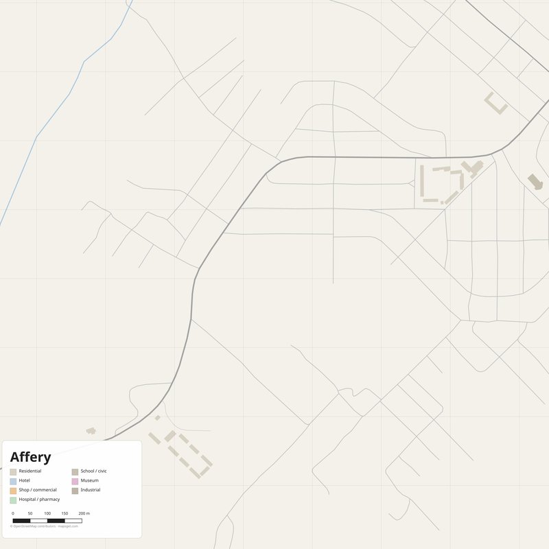 Affery Map PDF — Printable Street Map Poster with House Numbers