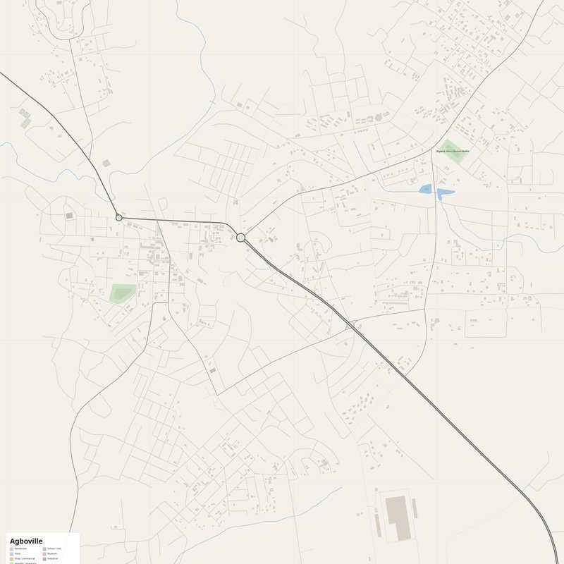 Agboville Map PDF — Printable Street Map Poster with House Numbers