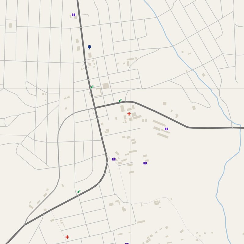 Agnibilékrou map with house numbers, hospitals, police and fire stations — printable PDF, Côte d’Ivoire