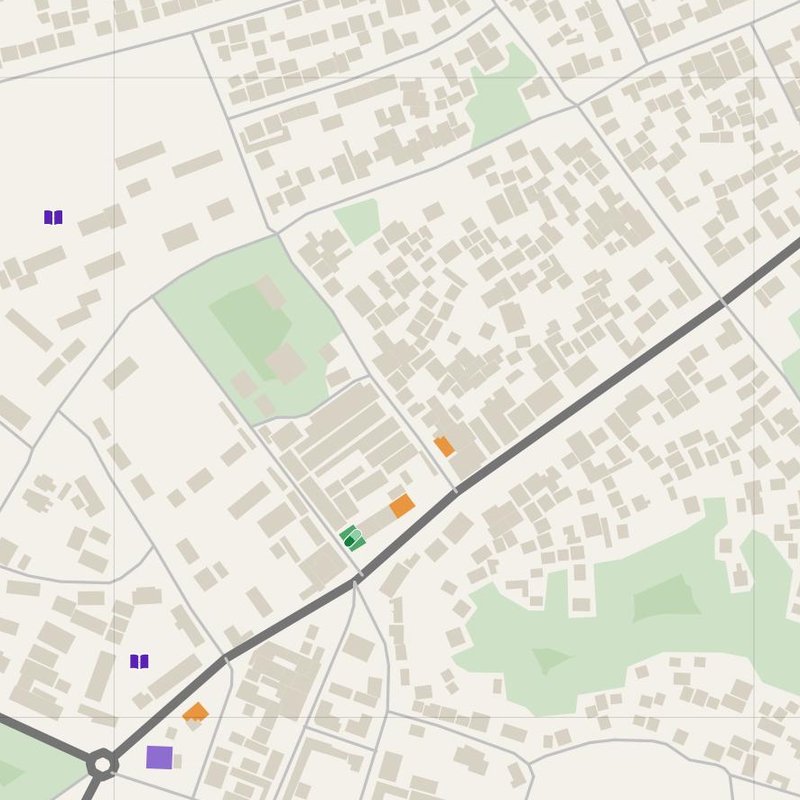 Akonolinga map with house numbers, hospitals, police and fire stations — printable PDF, Cameroon