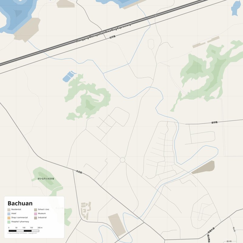 Bachuan Map PDF — Printable Street Map Poster with House Numbers