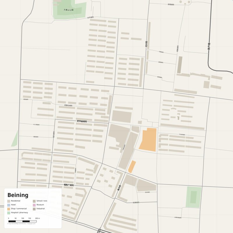 Beining Map PDF — Printable Street Map Poster with House Numbers