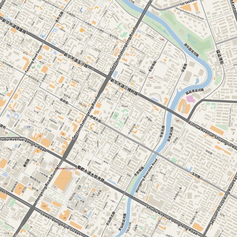 Chenghua street map with house numbers — printable address map PDF, China