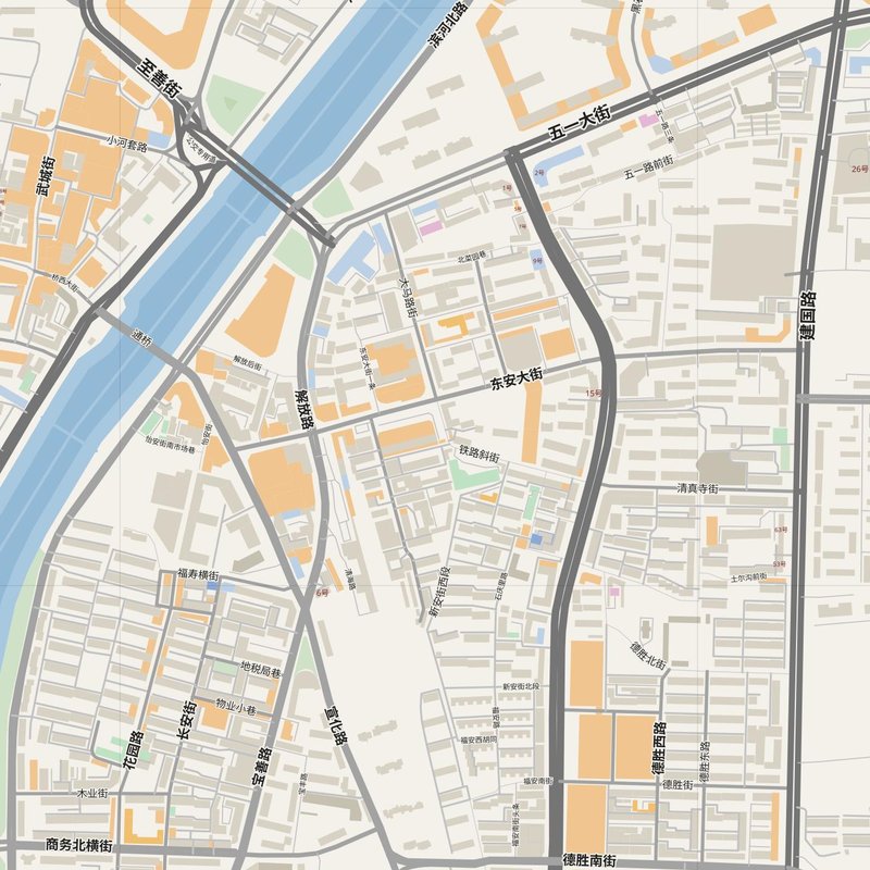 Zhangjiakou street map with house numbers — printable address map PDF, China
