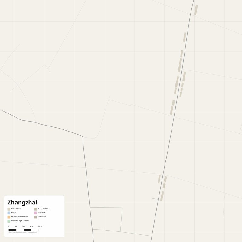 Zhangzhai Map PDF — Printable Street Map Poster with House Numbers