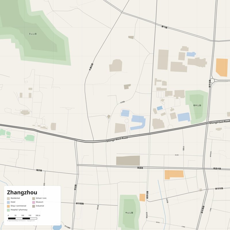 Zhangzhou Map PDF — Printable Street Map Poster with House Numbers
